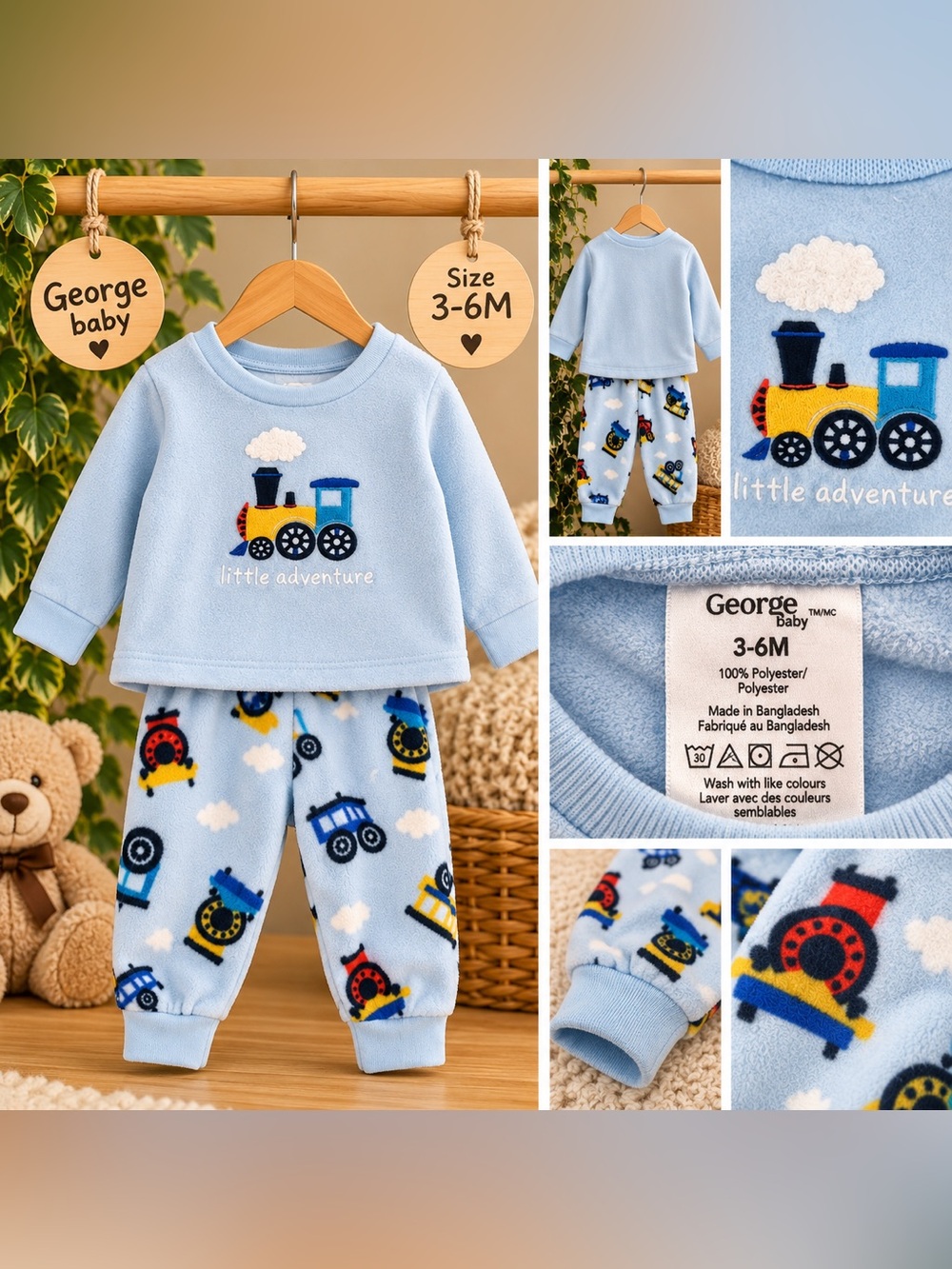 George Baby Little Adventure Train 2-Piece Set 3–6M 🚂💙